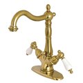 Kingston Brass KS1437PL 2-Handle Bathroom Faucet W/Brass Pop-Up & Cover Plate, Brass KS1437PL